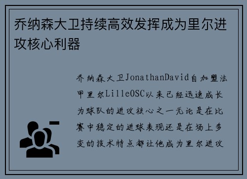 乔纳森大卫持续高效发挥成为里尔进攻核心利器